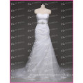 ED Bridal Trumpet Sweetheart Ruched Beading Waist White Wedding Dresses China Organza